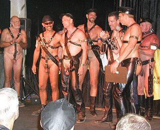 Mr. Leather CMEN 2004 contestants on stage